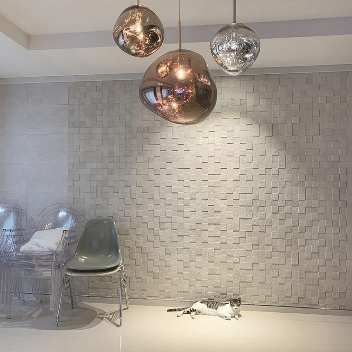 Modern Lava Pendant Lamp 7 in Copper Chrome Gold Ceiling Dining Lighting Mirror Effect Hanging Fixture | Kalsten