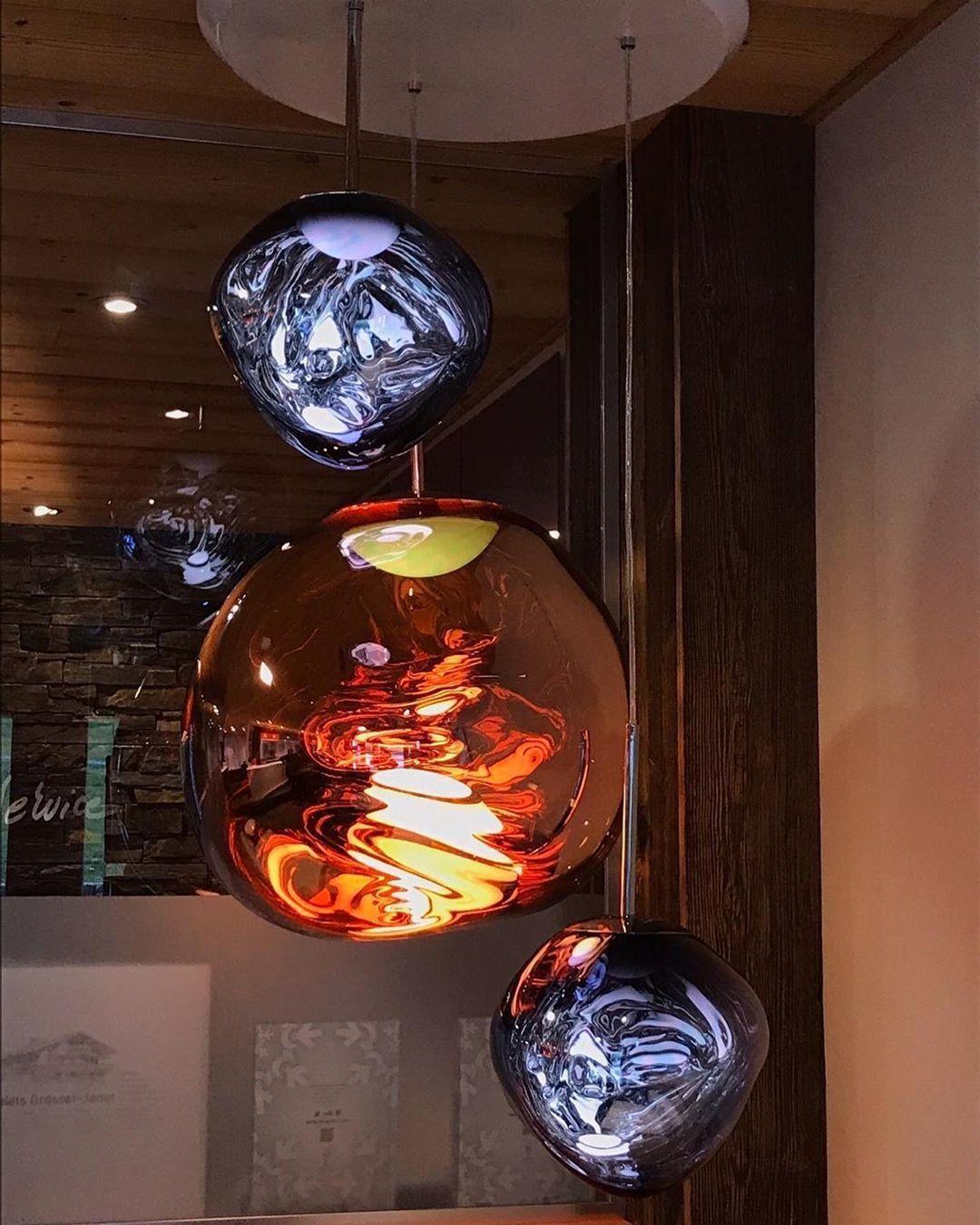 Modern Lava Pendant Lamp 7 in Copper Chrome Gold Ceiling Dining Lighting Mirror Effect Hanging Fixture | Kalsten