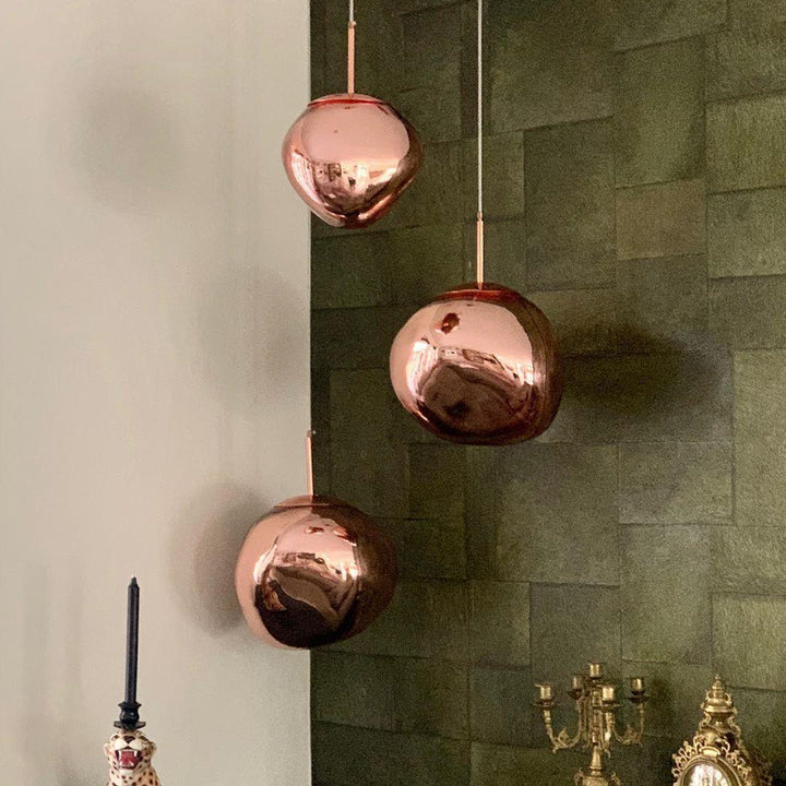 Modern Lava Pendant Lamp 7 in Copper Chrome Gold Ceiling Dining Lighting Mirror Effect Hanging Fixture | Kalsten