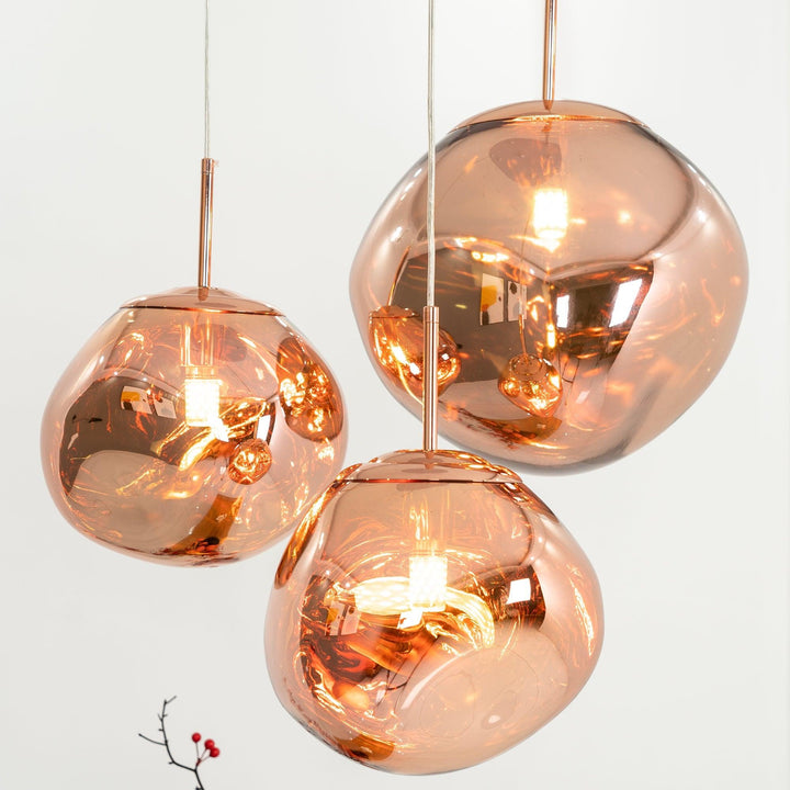 Modern Lava Pendant Lamp 7 in Copper Chrome Gold Ceiling Dining Lighting Mirror Effect Hanging Fixture | Kalsten