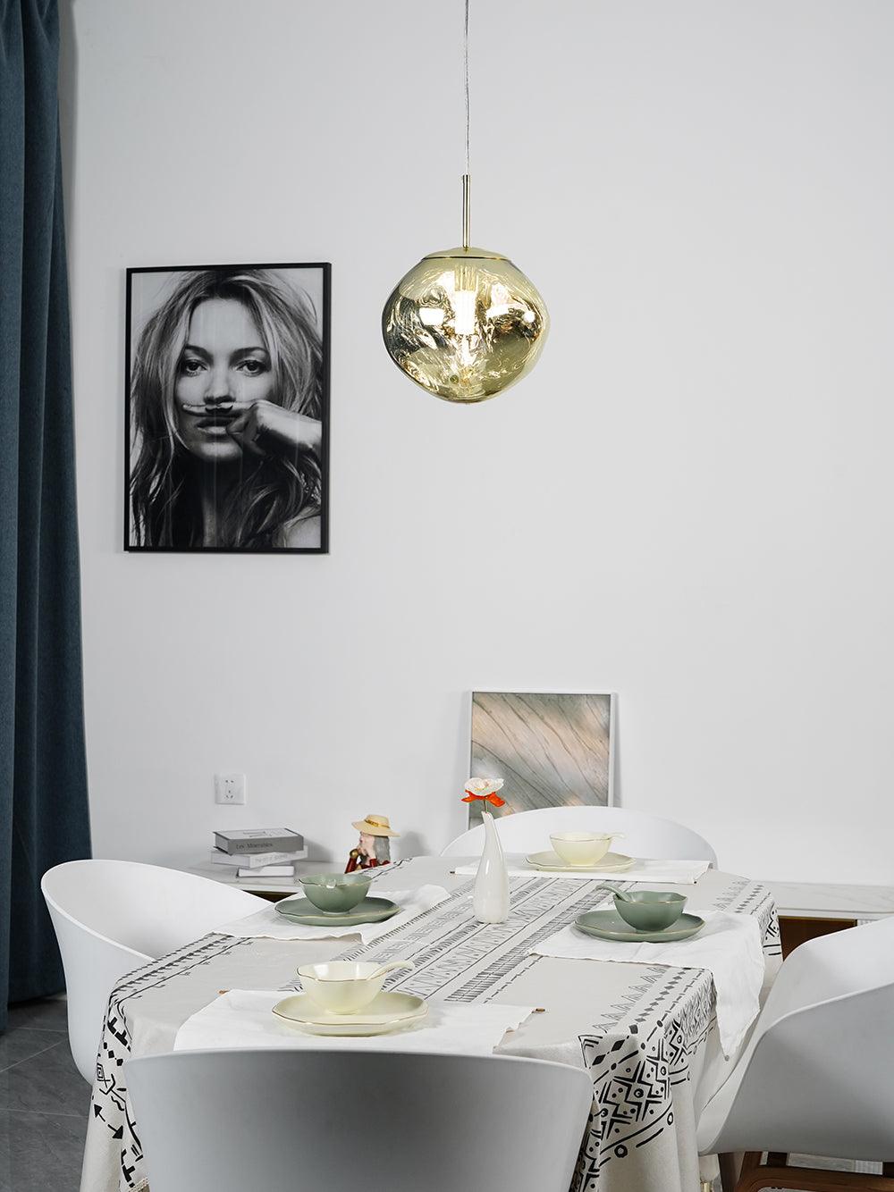 Modern Lava Pendant Lamp 7 in Copper Chrome Gold Ceiling Dining Lighting Mirror Effect Hanging Fixture | Kalsten