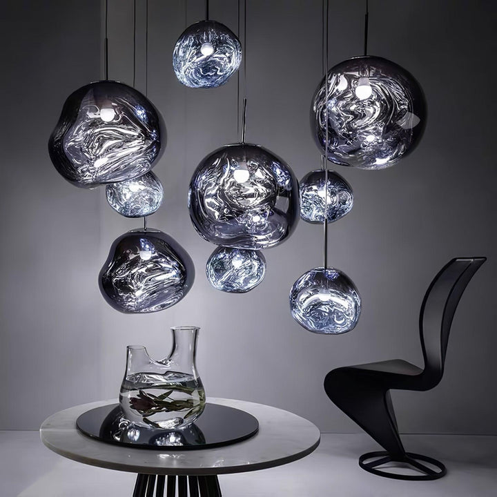 Modern Lava Pendant Lamp 7 in Copper Chrome Gold Ceiling Dining Lighting Mirror Effect Hanging Fixture | Kalsten