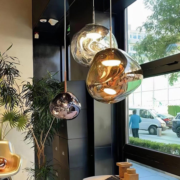 Modern Lava Pendant Lamp 7 in Copper Chrome Gold Ceiling Dining Lighting Mirror Effect Hanging Fixture | Kalsten