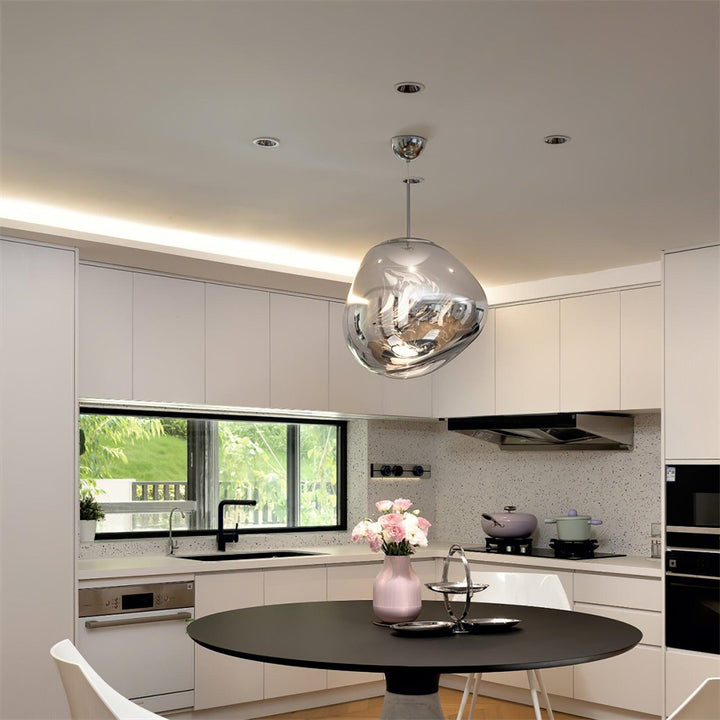 Modern Lava Pendant Lamp 7 in Copper Chrome Gold Ceiling Dining Lighting Mirror Effect Hanging Fixture | Kalsten