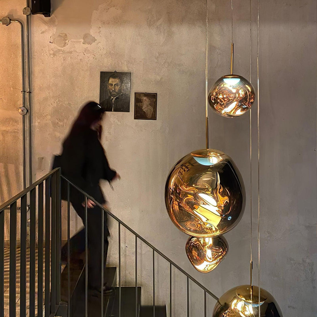 Modern Lava Pendant Lamp 7 in Copper Chrome Gold Ceiling Dining Lighting Mirror Effect Hanging Fixture | Kalsten