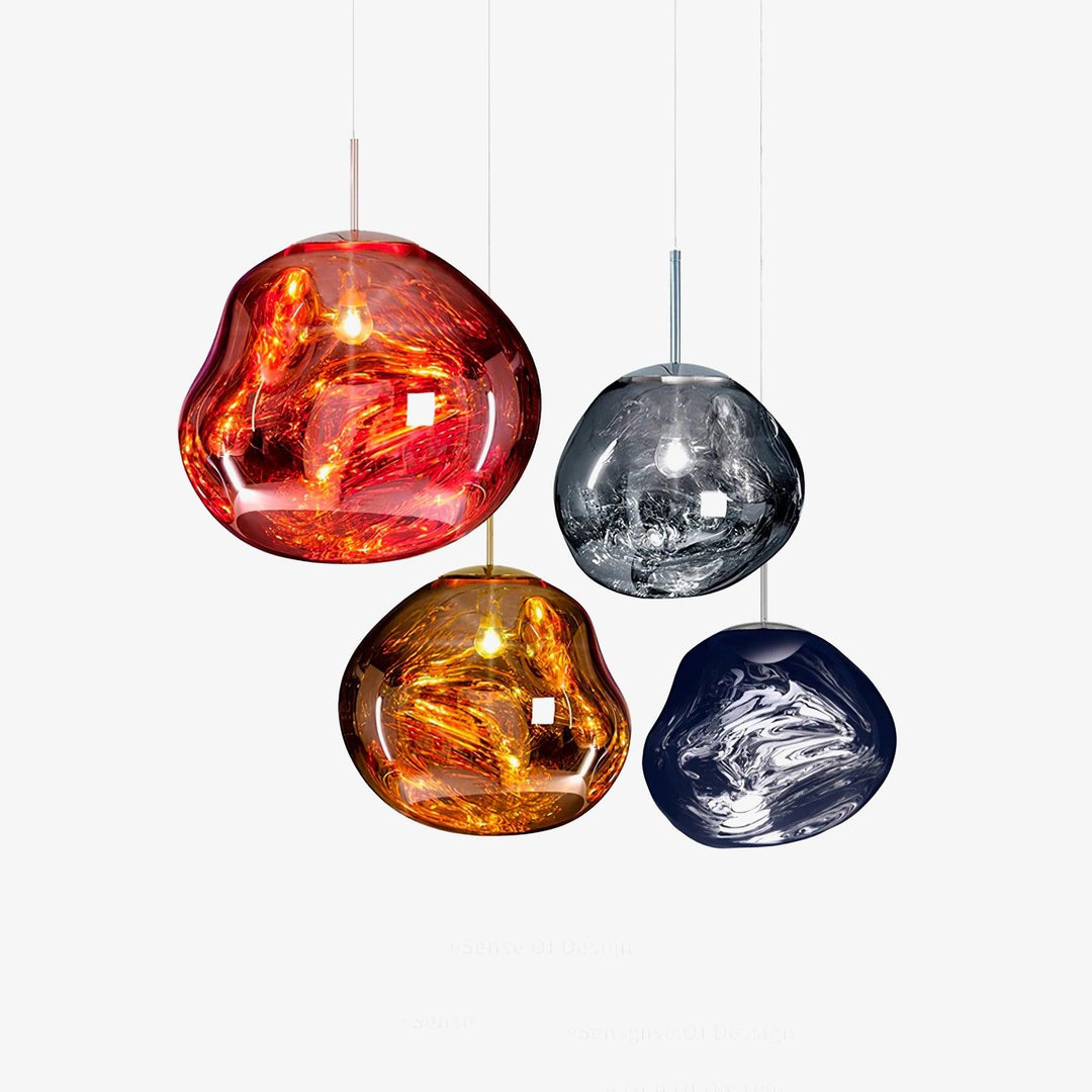 Modern Lava Pendant Lamp 7 in Copper Chrome Gold Ceiling Dining Lighting Mirror Effect Hanging Fixture | Kalsten