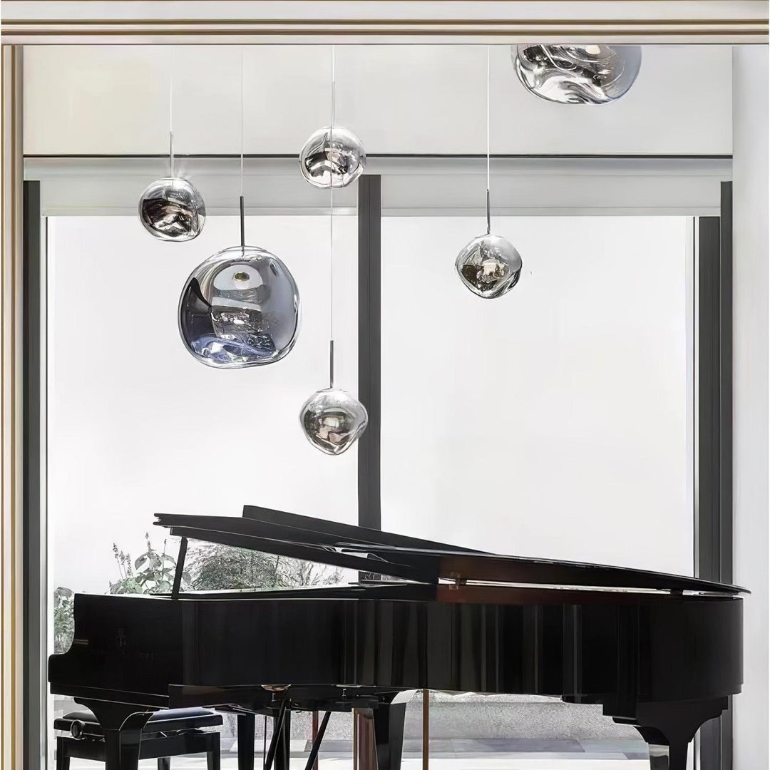 Modern Lava Pendant Lamp 7 in Copper Chrome Gold Ceiling Dining Lighting Mirror Effect Hanging Fixture | Kalsten
