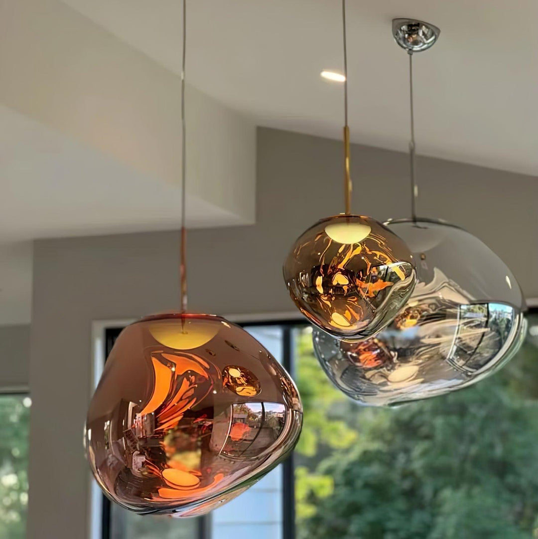 Modern Lava Pendant Lamp 7 in Copper Chrome Gold Ceiling Dining Lighting Mirror Effect Hanging Fixture | Kalsten