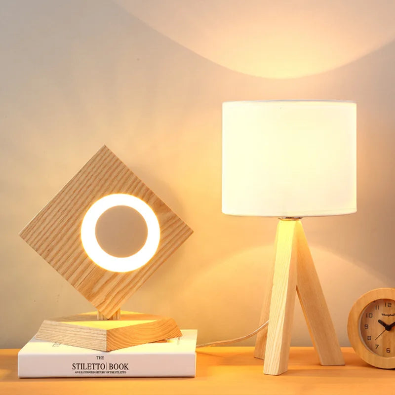 Wood Opaline - Modern Wooden Tripod Table Lamp Kalsten