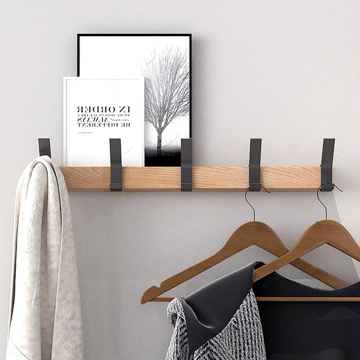 Scandinavian Wall Shelf with Removable Hooks