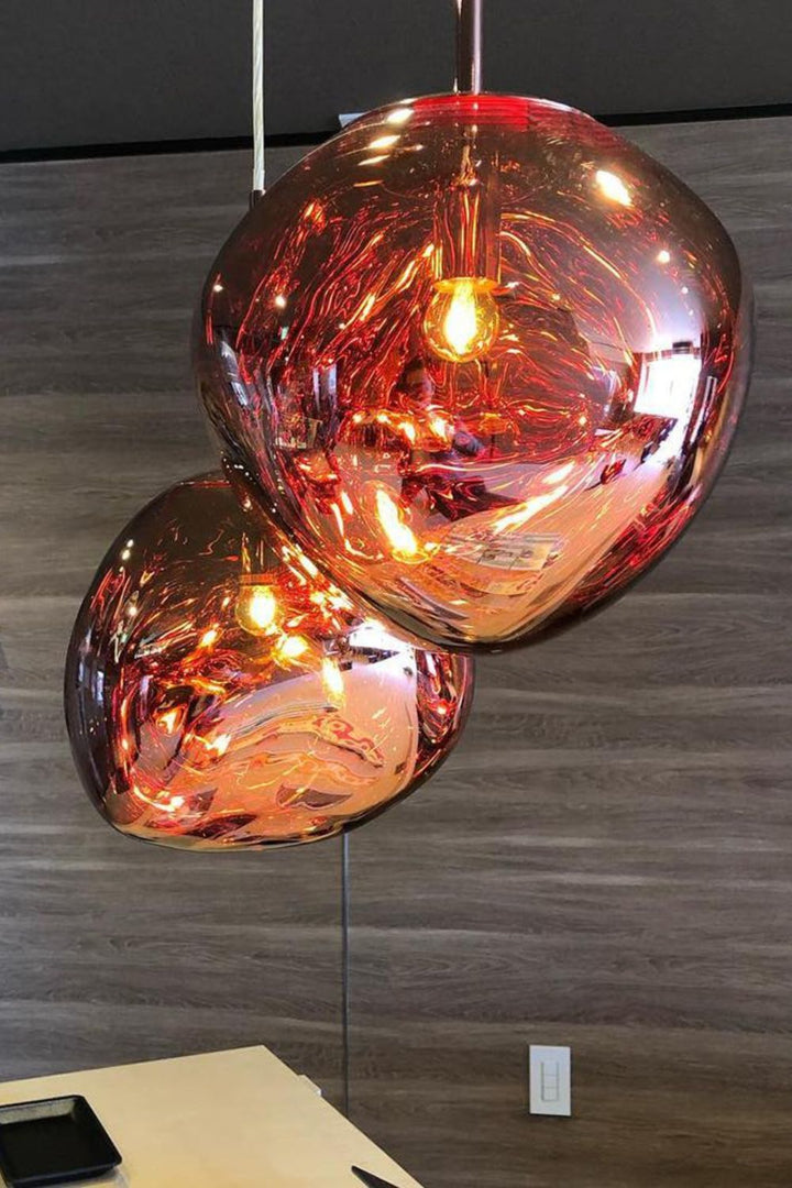 Modern Lava Pendant Lamp 7 in Copper Chrome Gold Ceiling Dining Lighting Mirror Effect Hanging Fixture | Kalsten