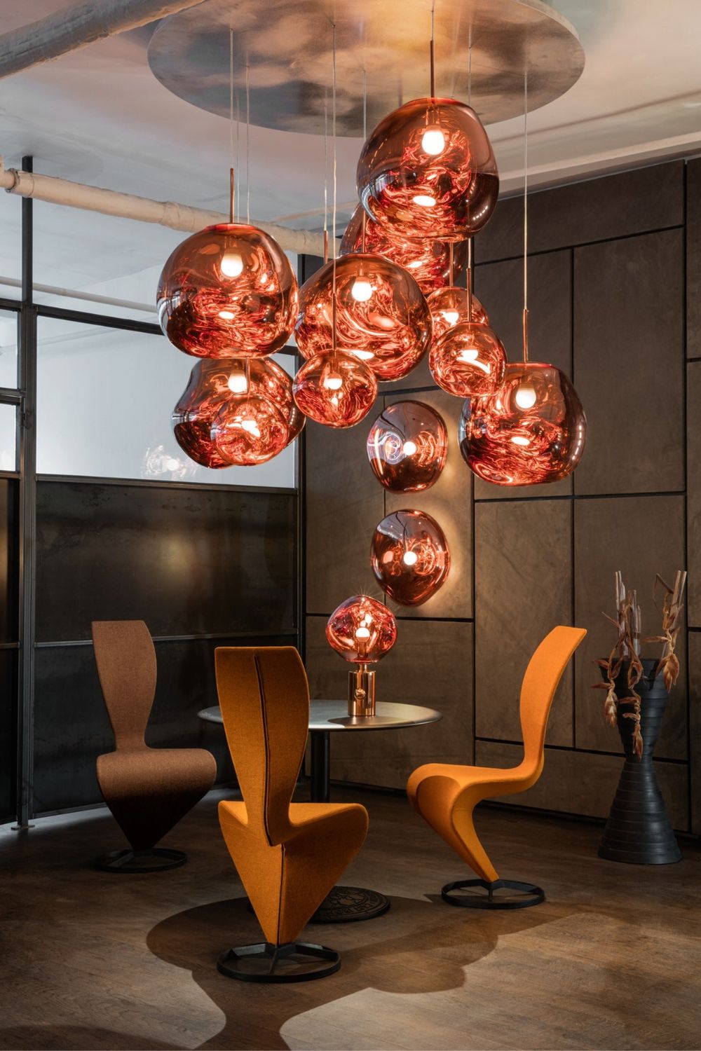 Modern Lava Pendant Lamp 7 in Copper Chrome Gold Ceiling Dining Lighting Mirror Effect Hanging Fixture | Kalsten