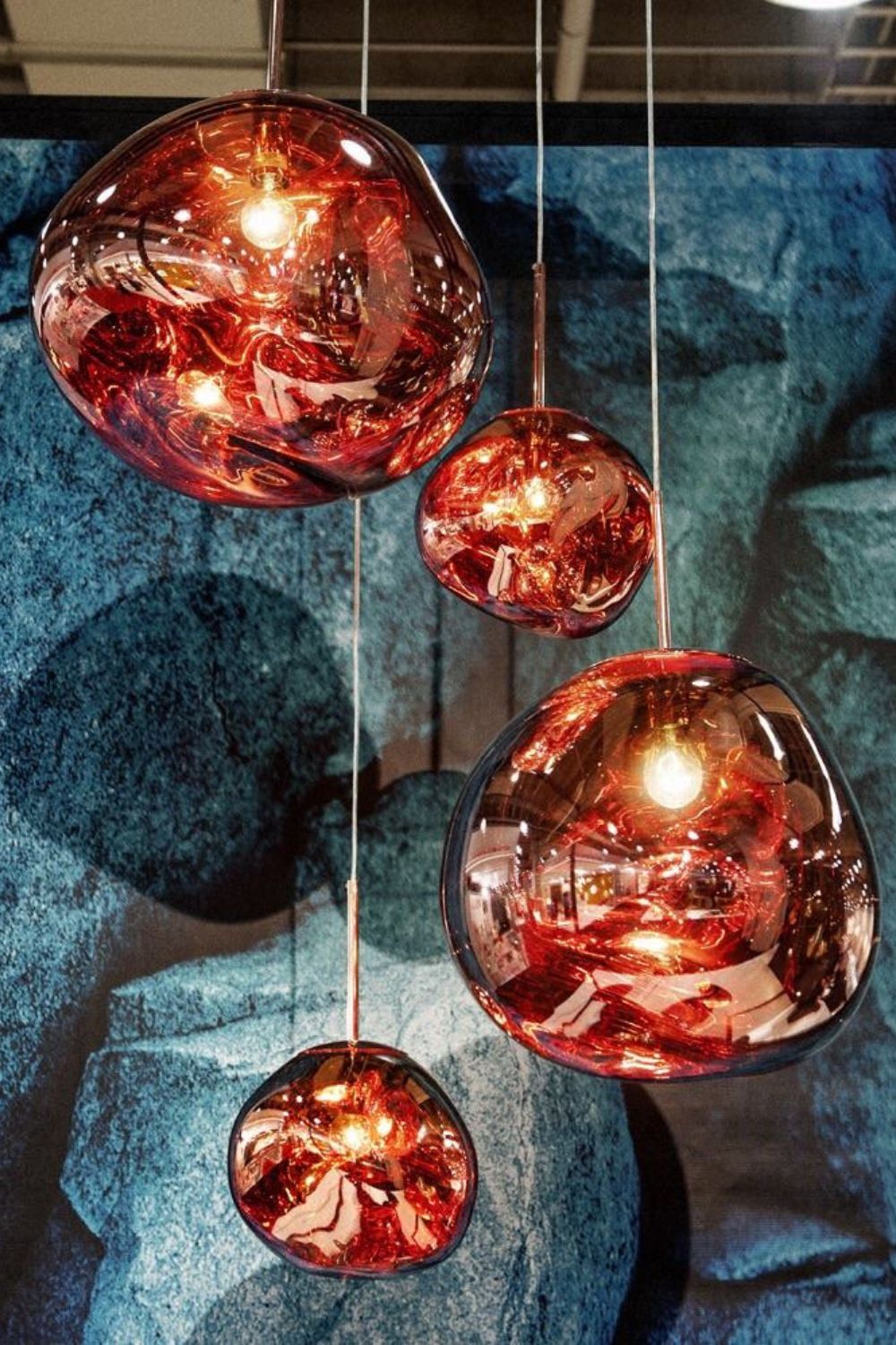 Modern Lava Pendant Lamp 7 in Copper Chrome Gold Ceiling Dining Lighting Mirror Effect Hanging Fixture | Kalsten
