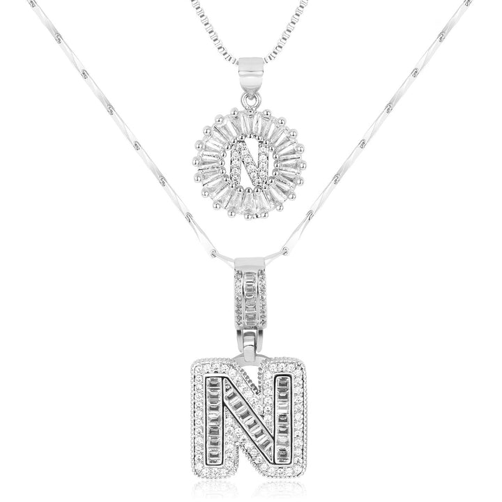 Kalsten | 2pc 14k Diamond Letter Initial Necklaces