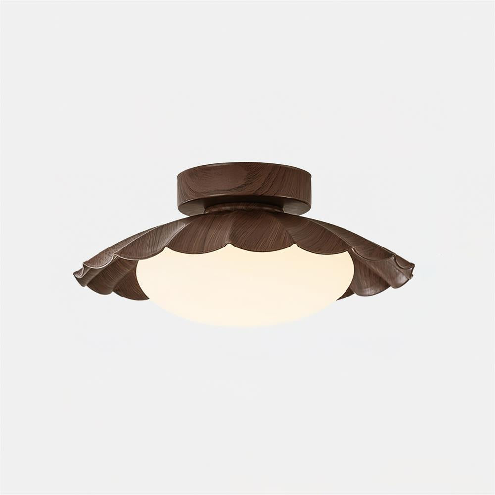 Ceiling Light Metal 9.8 in x 5.1 in Warm White LED Brown Beige White Walnut Living Room Bedroom Fixture | Kalsten