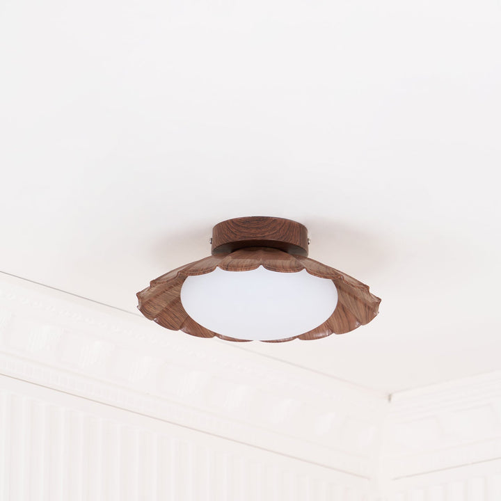 Ceiling Light Metal 9.8 in x 5.1 in Warm White LED Brown Beige White Walnut Living Room Bedroom Fixture | Kalsten