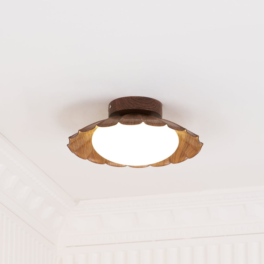 Ceiling Light Metal 9.8 in x 5.1 in Warm White LED Brown Beige White Walnut Living Room Bedroom Fixture | Kalsten