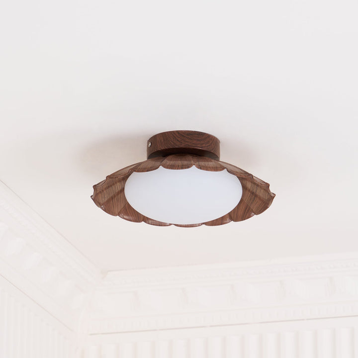 Ceiling Light Metal 9.8 in x 5.1 in Warm White LED Brown Beige White Walnut Living Room Bedroom Fixture | Kalsten
