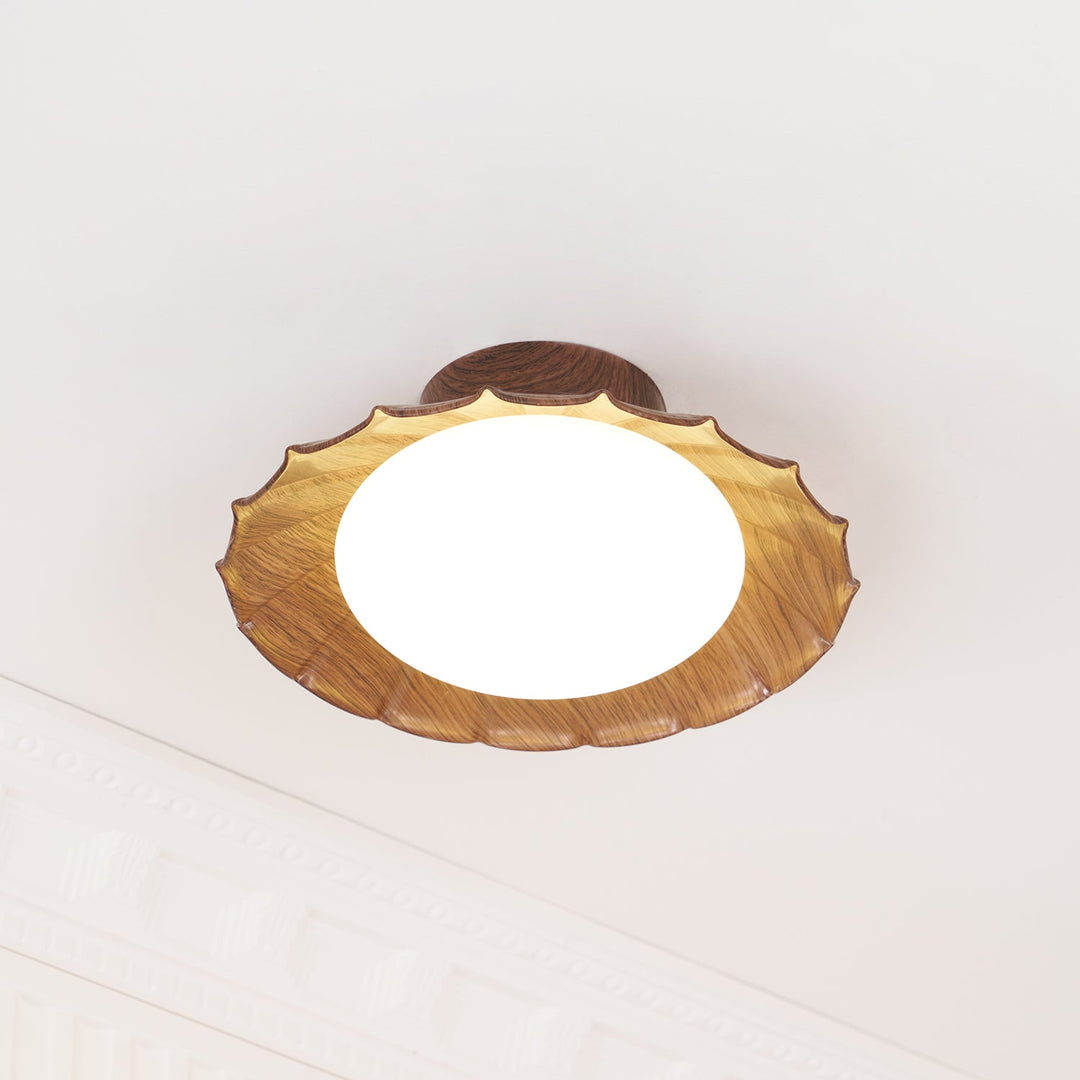 Ceiling Light Metal 9.8 in x 5.1 in Warm White LED Brown Beige White Walnut Living Room Bedroom Fixture | Kalsten