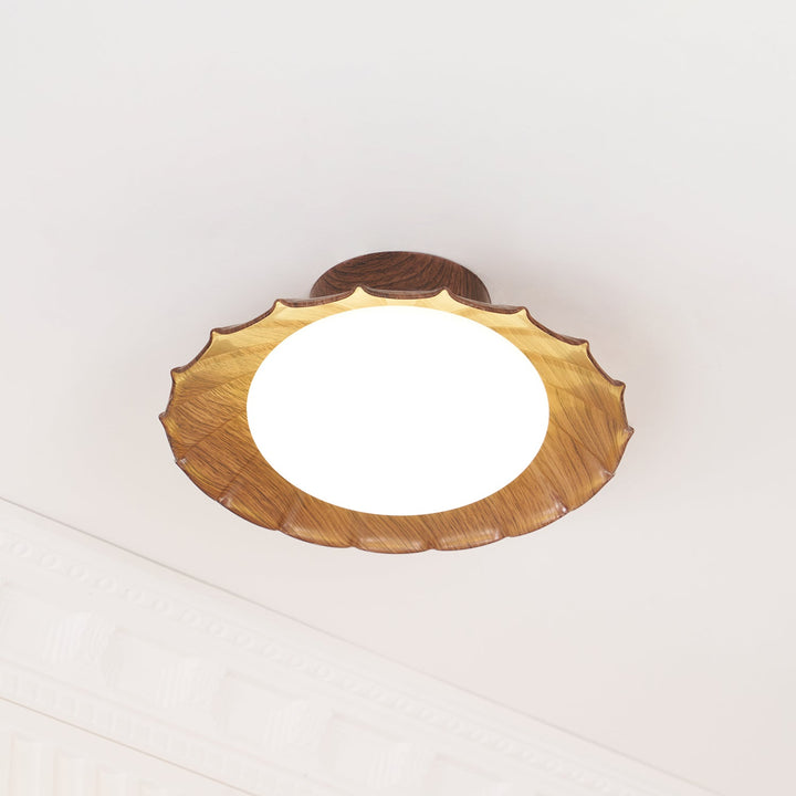 Ceiling Light Metal 9.8 in x 5.1 in Warm White LED Brown Beige White Walnut Living Room Bedroom Fixture | Kalsten