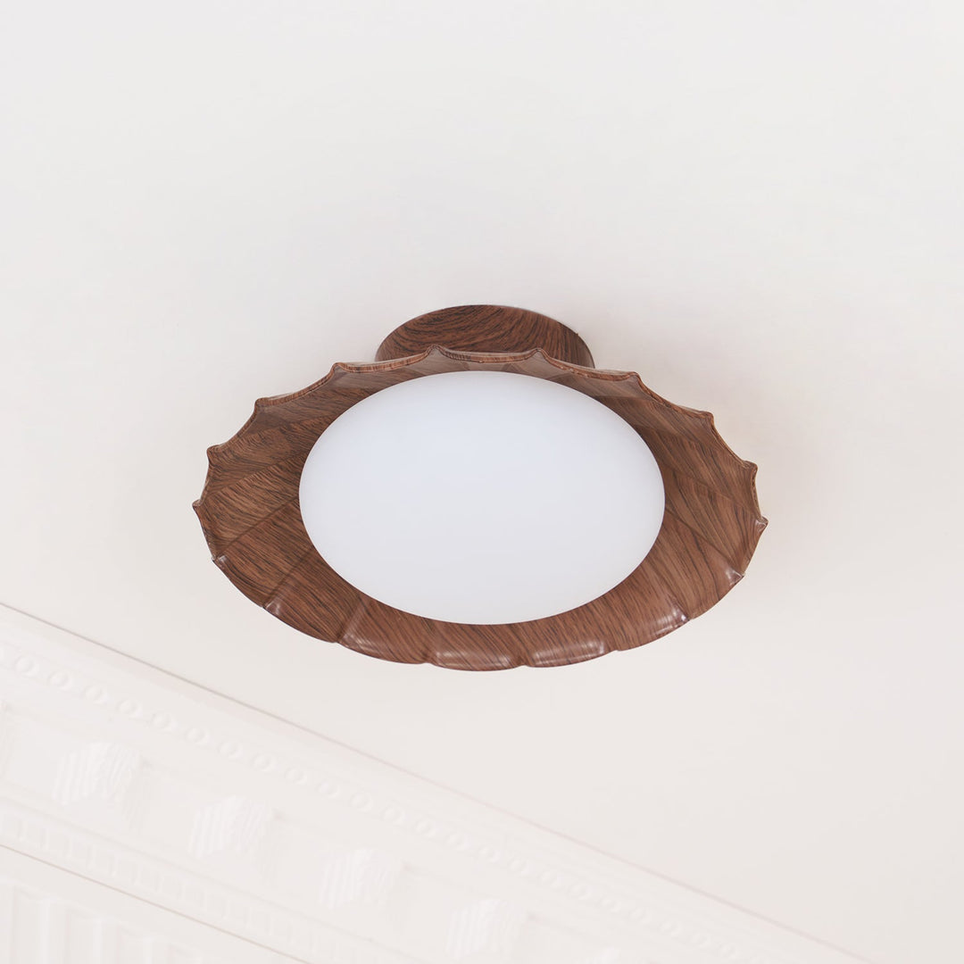 Ceiling Light Metal 9.8 in x 5.1 in Warm White LED Brown Beige White Walnut Living Room Bedroom Fixture | Kalsten