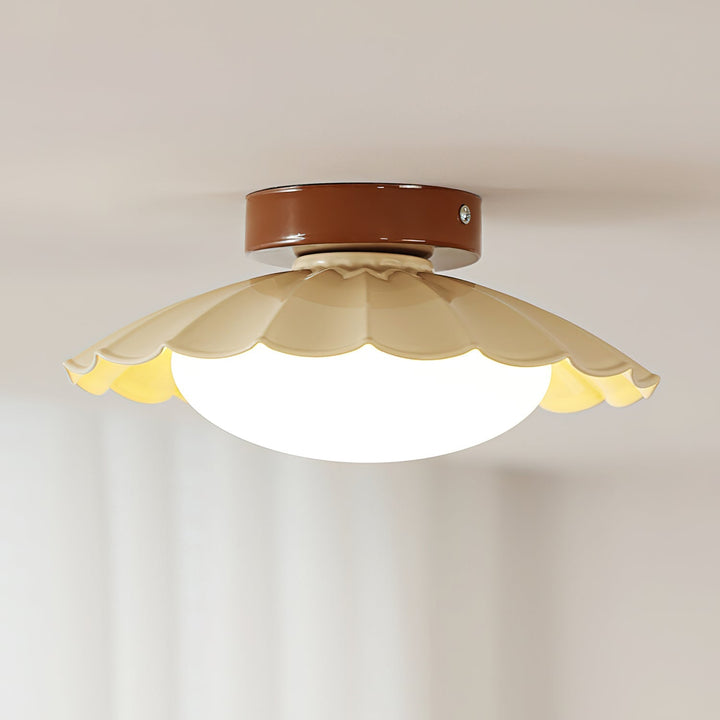 Ceiling Light Metal 9.8 in x 5.1 in Warm White LED Brown Beige White Walnut Living Room Bedroom Fixture | Kalsten