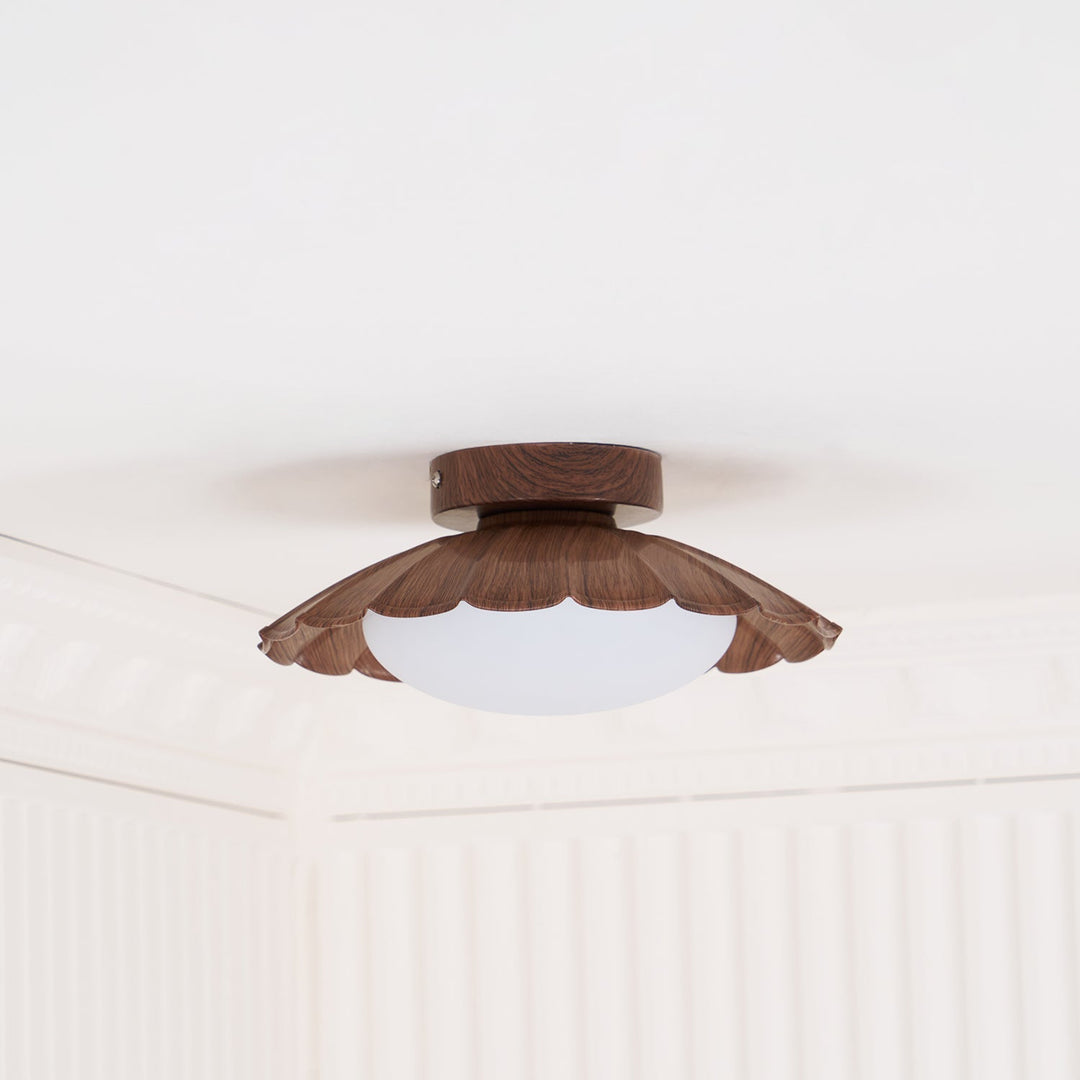 Ceiling Light Metal 9.8 in x 5.1 in Warm White LED Brown Beige White Walnut Living Room Bedroom Fixture | Kalsten