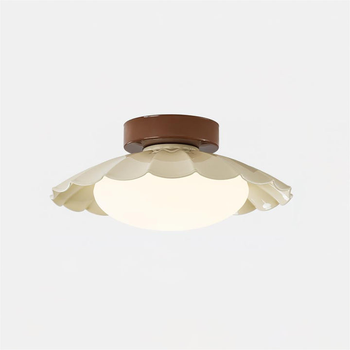 Ceiling Light Metal 9.8 in x 5.1 in Warm White LED Brown Beige White Walnut Living Room Bedroom Fixture | Kalsten
