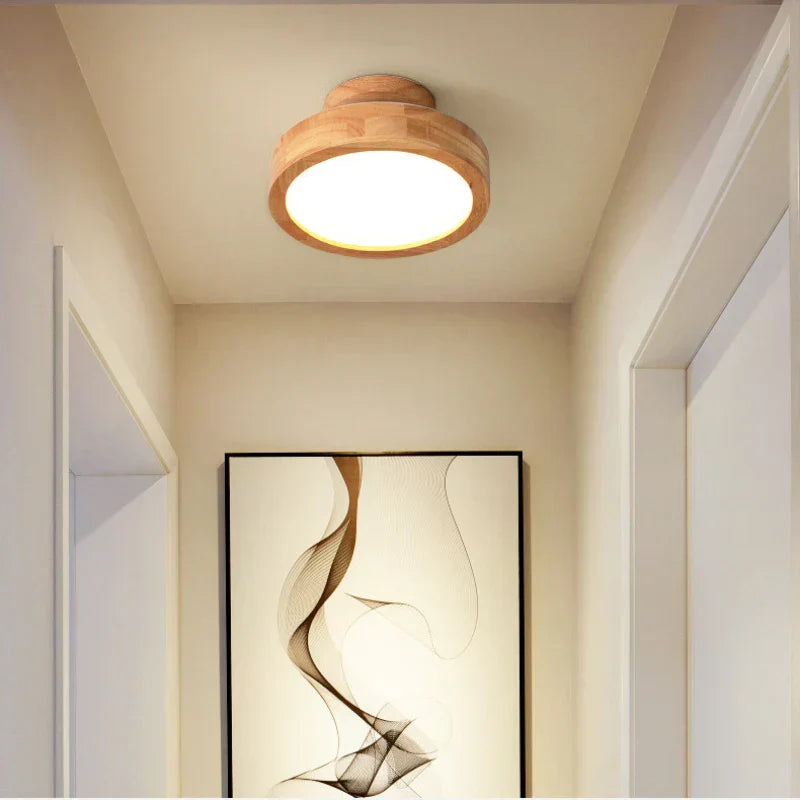 Brightlux - Scandinavian Round Wooden Ceiling Lamp Kalsten
