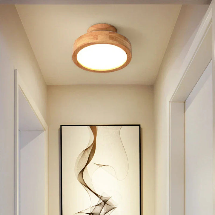 Brightlux - Scandinavian Round Wooden Ceiling Lamp Kalsten