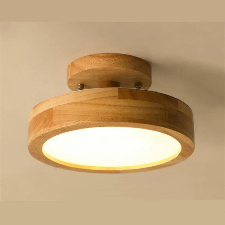 Brightlux - Scandinavian Round Wooden Ceiling Lamp Kalsten