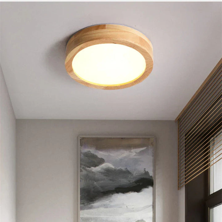 Brightlux - Scandinavian Round Wooden Ceiling Lamp Kalsten