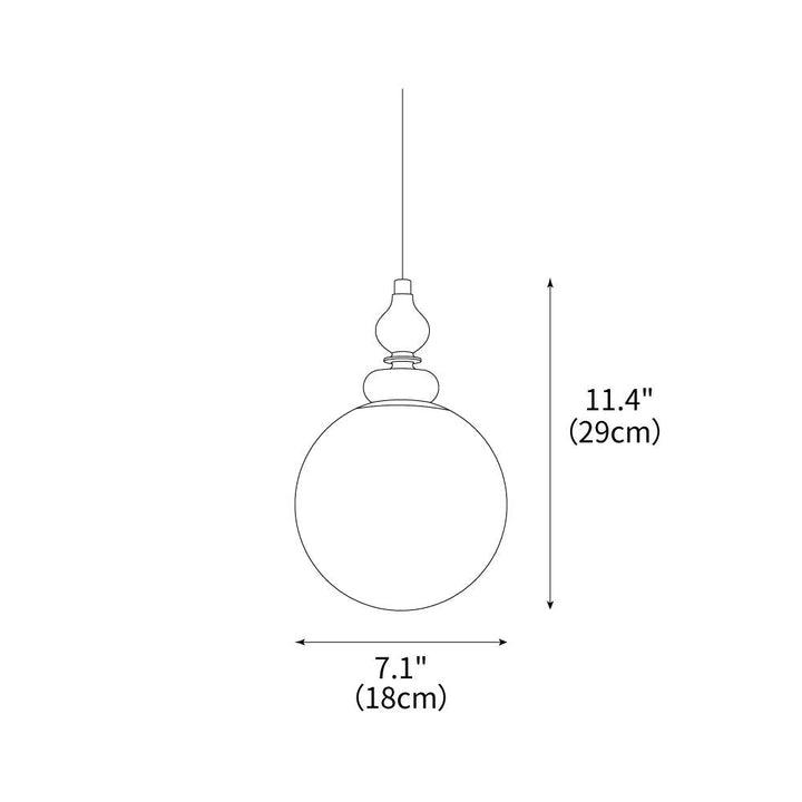 Pendant Light Wood 7.1 in Diameter Milky White Glass Adjustable Ceiling Dining Room Bedroom Lighting | Kalsten