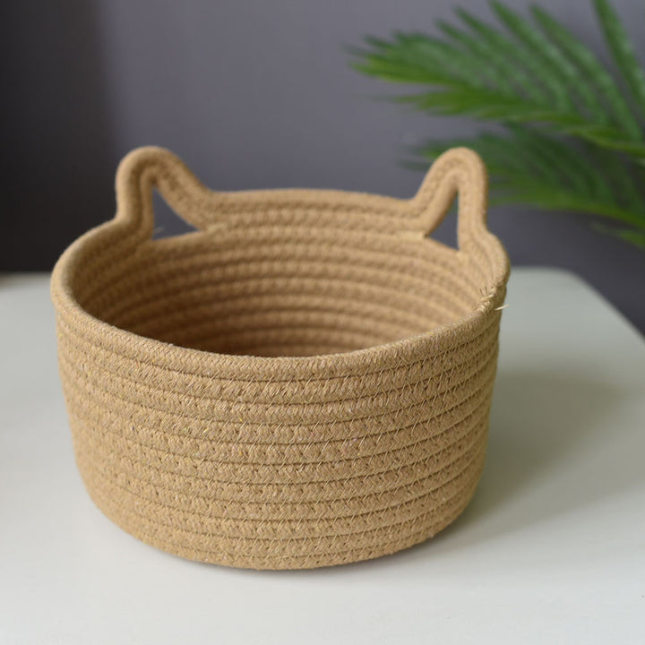 Cat-Eared Woven Storage Basket Kalsten