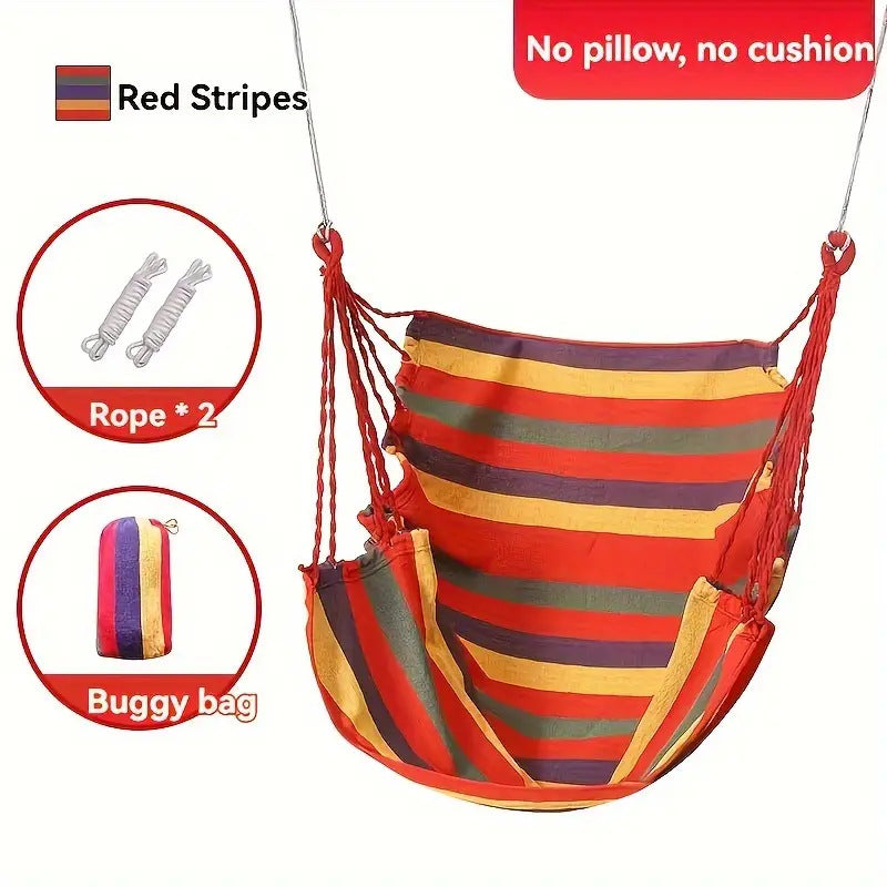Hanging hammock chair with reinforced cotton canvas and integrated arm pockets Kalsten