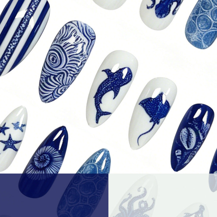 Artistic Ocean-Themed Nail Art Extensions Kalsten