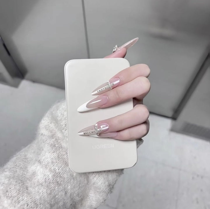 Luxury Rhinestone-Accented Stiletto Nail Extensions