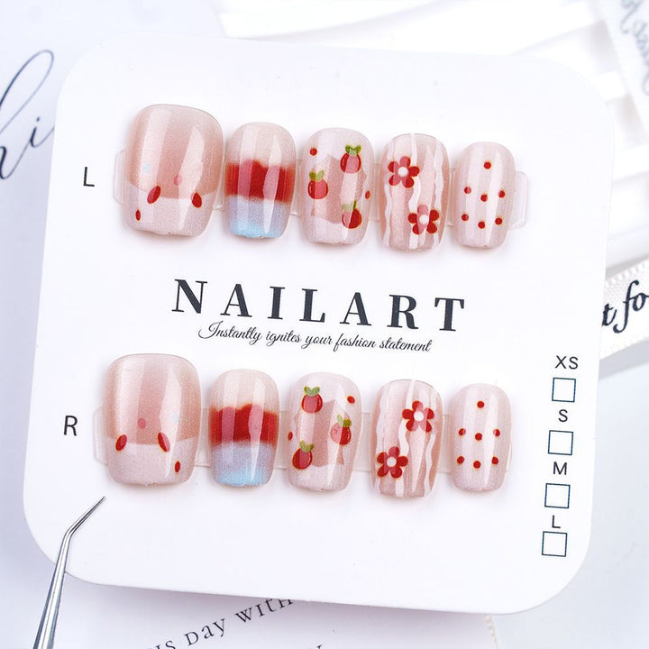 Artistic Press-On Nail Set with Cute Character Designs Kalsten