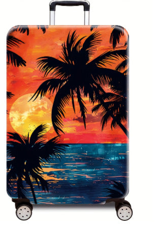 Women's Hard Shell Suitcase with Tropical Sunset Design Kalsten