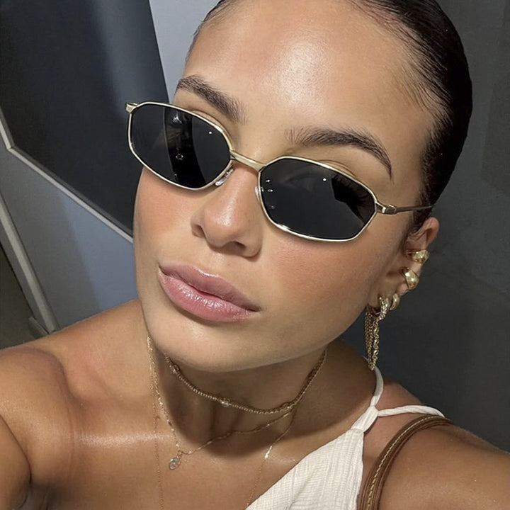 Women's geometric sunglasses with protective UV filter and minimalist metal frame Kalsten