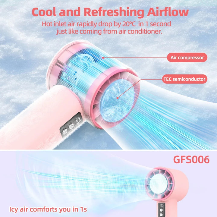 Women's Portable Turbo Hand Fan with Digital Control Kalsten