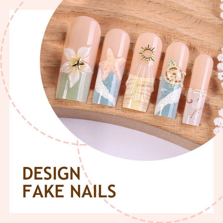 Creative acrylic nail set with floral and maritime accents Kalsten