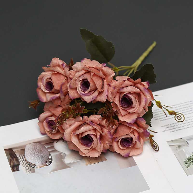 Decorative Faux Rose Bouquet for Indoor Display