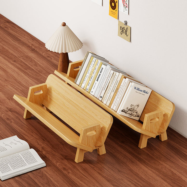 Angled Bamboo Desktop Book and Magazine Rack with Non-Slip Rods