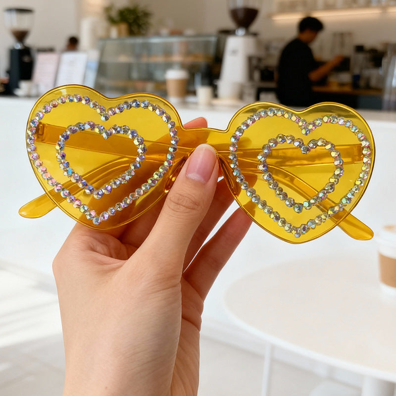 Rhinestone-Embellished Heart-Shaped Sunglasses Kalsten 1787141238