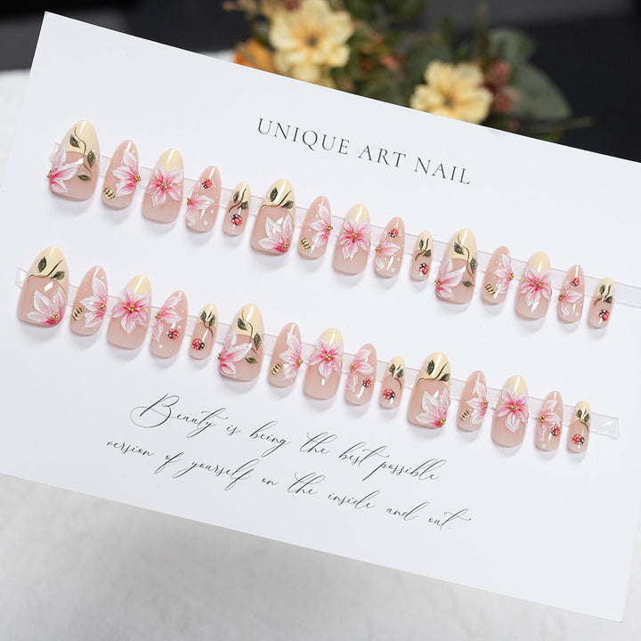 Floral-Designed Press-On Nail Art