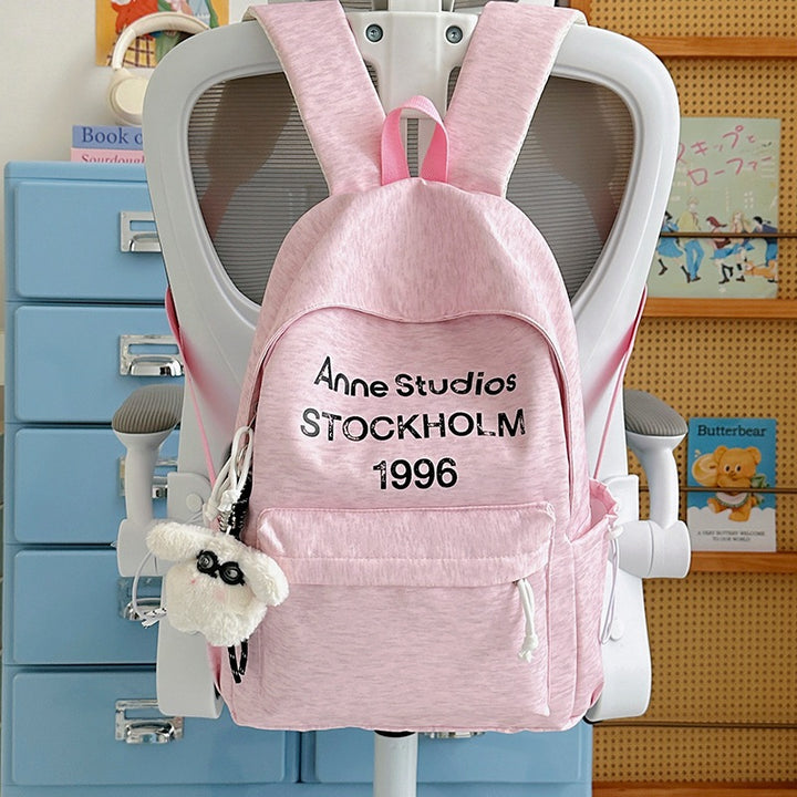 Casual Lightweight Backpack with Cute Plush Charm Kalsten