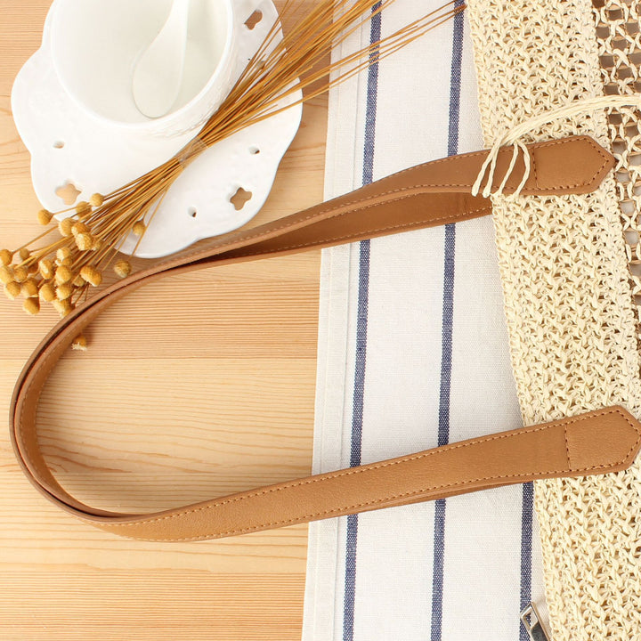 Handbag Made of Natural Braided Material with Elegant Leather Straps Kalsten
