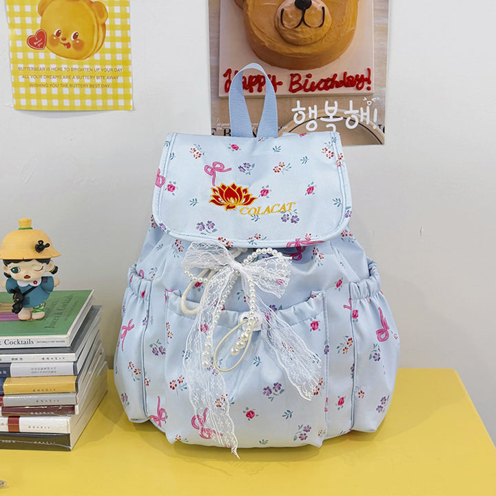 Floral-Embellished Drawstring Backpack Kalsten