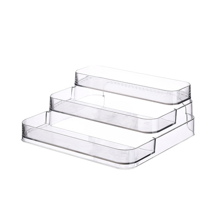 Multi-tier acrylic cosmetic and jewelry organizer in stair shape
